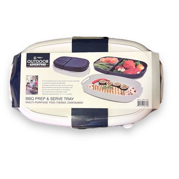 Outdoor Grill Multipurpose Two Tiered BBQ Prep & Serve Tray Container By Torelli - Picture 3 of 14
